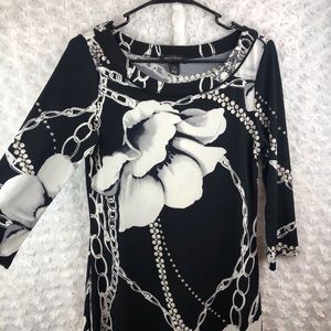 WHBM Midi Sheath Dress Size Small Black and White